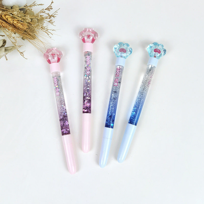 Wholesale Colorful Gradient Glow Cat Claw Flowing Sand Plastic Pen
